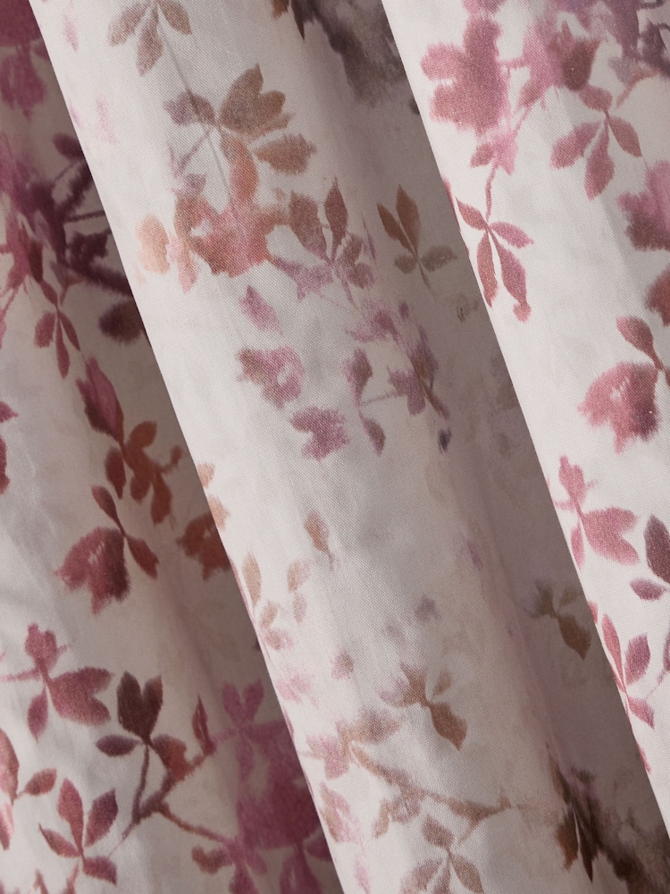 Pink Luminous Leaf Print Eyelet Blackout/Thermal Curtains - Image 6 of 6 Pink Luminous Leaf Print Eyelet Blackout/Thermal Curtains - Image 6 of 6