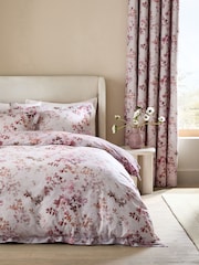 Pink Luminous Leaf Print Eyelet Blackout/Thermal Curtains - Image 7 of 7