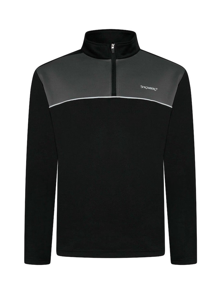 Stromberg Mens Broadstone Colourblock Golf Half Zip Midlayer Black Fleece - Image 1 of 4 Stromberg Mens Broadstone Colourblock Golf Half Zip Midlayer Black Fleece - Image 1 of 4