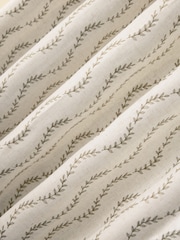 Natural/Green Embroidered Leaf Touch of Linen Eyelet Lined Curtains - Image 2 of 5