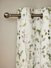 Natural/Green Honesty Leaf Floral Print Blackout/Thermal Eyelet Curtains - Image 1 of 6