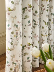 Natural/Green Honesty Leaf Floral Print Blackout/Thermal Eyelet Curtains - Image 4 of 6