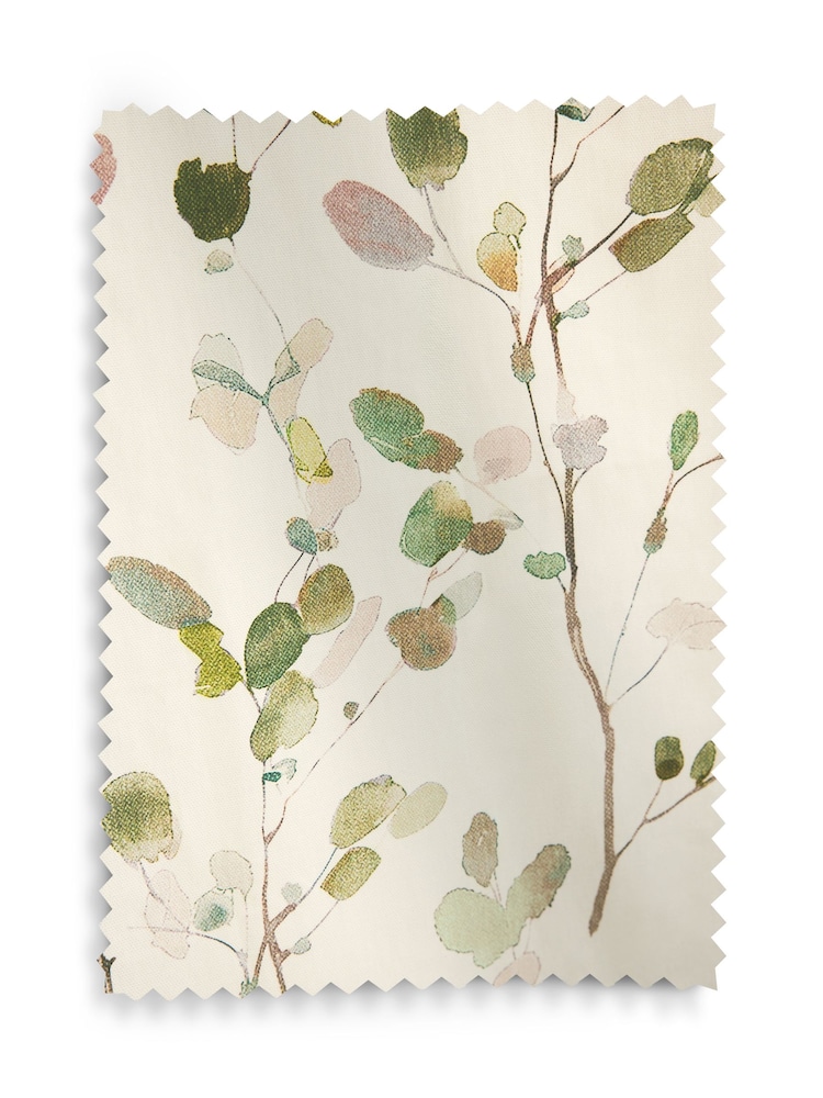 Natural/Green Honesty Leaf Floral Print Blackout/Thermal Eyelet Curtains - Image 6 of 6 Natural/Green Honesty Leaf Floral Print Blackout/Thermal Eyelet Curtains - Image 6 of 6