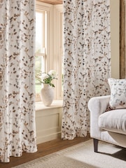 Natural/Brown Honesty Leaf Floral Print Blackout/Thermal Eyelet Curtains - Image 6 of 6
