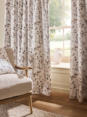 Natural/Brown Honesty Leaf Floral Print Blackout/Thermal Pencil Pleat Curtains - Image 5 of 6