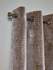 Mink Brown Collection Luxe Heavyweight Velvet Blocks Eyelet Lined Curtains - Image 1 of 5