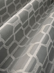 Silver Grey Eyelet Luxe Evie Geometric Jacquard Eyelet Curtains - Image 3 of 5