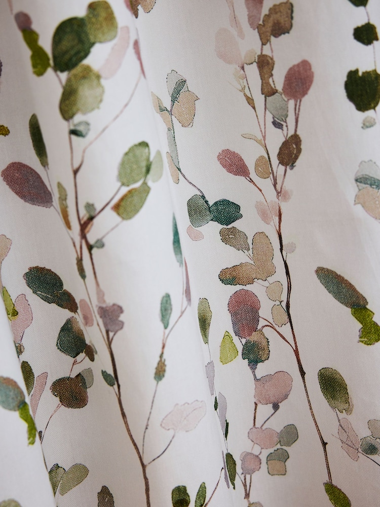Natural/Green Honesty Leaf Floral Print Blackout/Thermal Pencil Pleat Curtains - Image 6 of 6 Natural/Green Honesty Leaf Floral Print Blackout/Thermal Pencil Pleat Curtains - Image 6 of 6