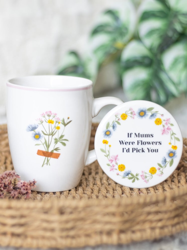 Something Different White If Mums Were Flowers Floral Mug & Coaster Set - Image 1 of 5 Something Different White If Mums Were Flowers Floral Mug & Coaster Set - Image 1 of 5