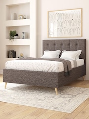 Aspire Furniture Saxon Twill Charcoal Hepburn Divan Style Contemporary Bed Frame and Wool Pocket Mattress - Image 2 of 6