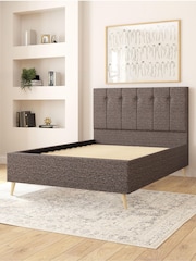 Aspire Furniture Saxon Twill Charcoal Hepburn Divan Style Contemporary Bed Frame and Wool Pocket Mattress - Image 3 of 6