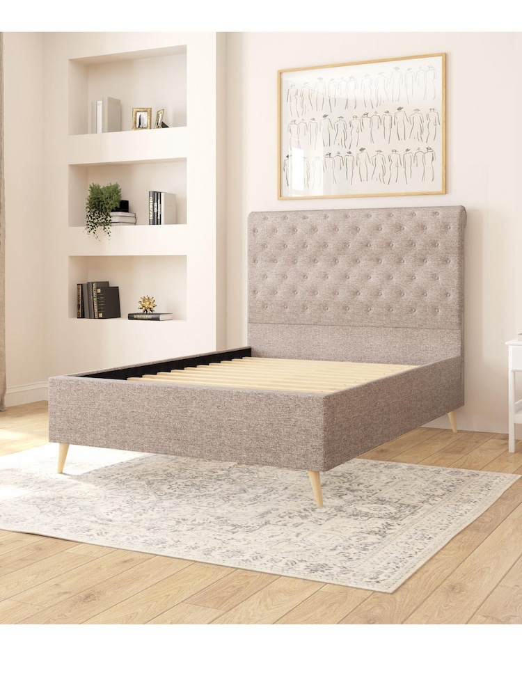 Aspire Furniture Saxon Twill Grey Taylor Divan Style Contemporary Bed Frame and 3000 Pocket Mattress - Image 2 of 5