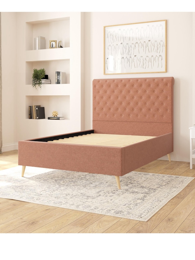 Aspire Furniture Zara Blush Taylor Divan Style Contemporary Bed Frame and 3000 Pocket Mattress - Image 2 of 5 Aspire Furniture Zara Blush Taylor Divan Style Contemporary Bed Frame and 3000 Pocket Mattress - Image 2 of 5