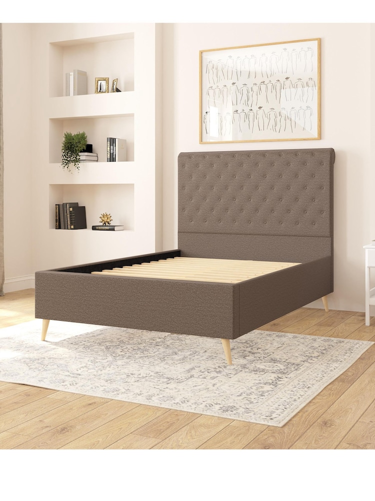 Aspire Furniture Saxon Twill Coffee Taylor Divan Style Contemporary Bed Frame - Image 2 of 3 Aspire Furniture Saxon Twill Coffee Taylor Divan Style Contemporary Bed Frame - Image 2 of 3