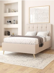 Aspire Furniture Eire Linen Off White Hepburn Divan Style Contemporary Bed Frame and Wool Pocket Mattress - Image 2 of 6