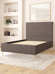 Aspire Furniture Saxon Twill Charcoal Taylor Divan Style Contemporary Bed Frame and 3000 Pocket Mattress - Image 2 of 5