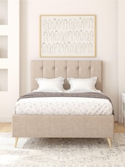 Aspire Furniture Eire Linen Natural Hepburn Divan Style Contemporary Bed Frame and Wool Pocket Mattress - Image 1 of 6