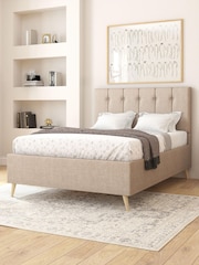Aspire Furniture Eire Linen Natural Hepburn Divan Style Contemporary Bed Frame and Wool Pocket Mattress - Image 2 of 6