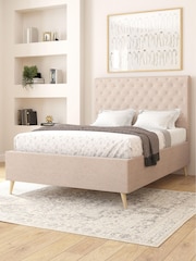 Aspire Furniture Saxon Twill Natural Taylor Divan Style Contemporary Bed Frame and 3000 Pocket Mattress - Image 2 of 6