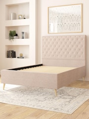 Aspire Furniture Saxon Twill Natural Taylor Divan Style Contemporary Bed Frame and 3000 Pocket Mattress - Image 3 of 6