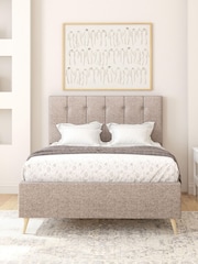 Aspire Furniture Saxon Twill Grey Hepburn Divan Style Contemporary Bed Frame and Wool Pocket Mattress - Image 1 of 6