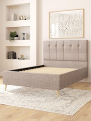 Aspire Furniture Saxon Twill Grey Hepburn Divan Style Contemporary Bed Frame and Wool Pocket Mattress - Image 3 of 6