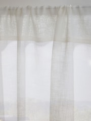 White Linen Look Voile Unlined Sheer Slot Top Café Curtain - Image 3 of 3