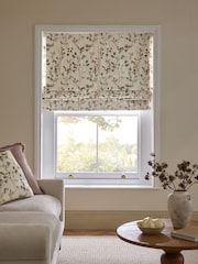 Natural/Brown Ready Made Blackout Roman Floral Print Honesty Leaf Blind - Image 1 of 5