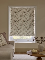 Natural/Brown Ready Made Blackout Roman Floral Print Honesty Leaf Blind - Image 6 of 6