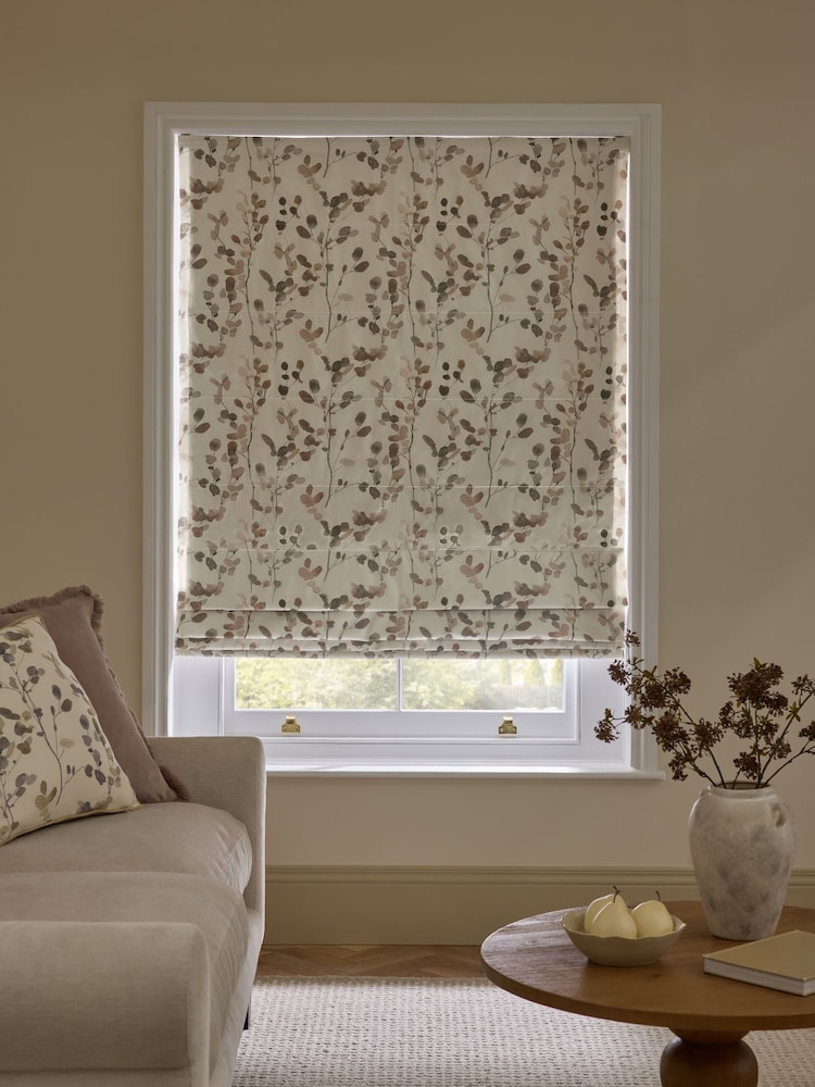 Natural/Brown Ready Made Blackout Roman Floral Print Honesty Leaf Blind - Image 6 of 6 Natural/Brown Ready Made Blackout Roman Floral Print Honesty Leaf Blind - Image 6 of 6