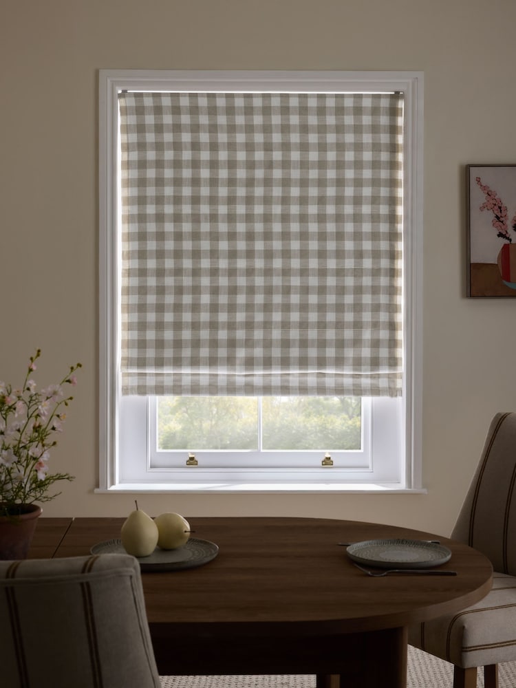 Natural Ready Made Blackout/Thermal Gingham Check Roman Blind - Image 6 of 6 Natural Ready Made Blackout/Thermal Gingham Check Roman Blind - Image 6 of 6