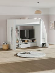 Julian Bowen White and Silver Gaia Highsleeper TV Bed - Image 1 of 12