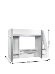 Julian Bowen White and Silver Gaia Highsleeper TV Bed - Image 12 of 12