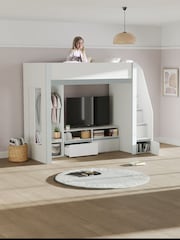 Julian Bowen White and Silver Gaia Highsleeper TV Bed - Image 2 of 12