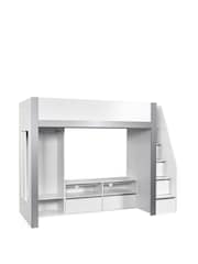 Julian Bowen White and Silver Gaia Highsleeper TV Bed - Image 3 of 12