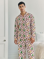Chelsea Peers Red Christmas Tree & Dog Long Pyjamas Set - Image 1 of 6