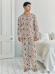 Chelsea Peers Red Christmas Tree & Dog Long Pyjamas Set - Image 2 of 6