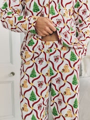 Chelsea Peers Red Christmas Tree & Dog Long Pyjamas Set - Image 3 of 6