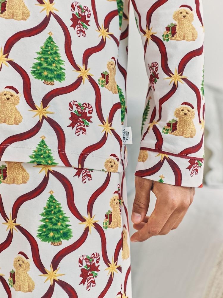 Chelsea Peers Red Christmas Tree & Dog Long Pyjamas Set - Image 6 of 6 Chelsea Peers Red Christmas Tree & Dog Long Pyjamas Set - Image 6 of 6
