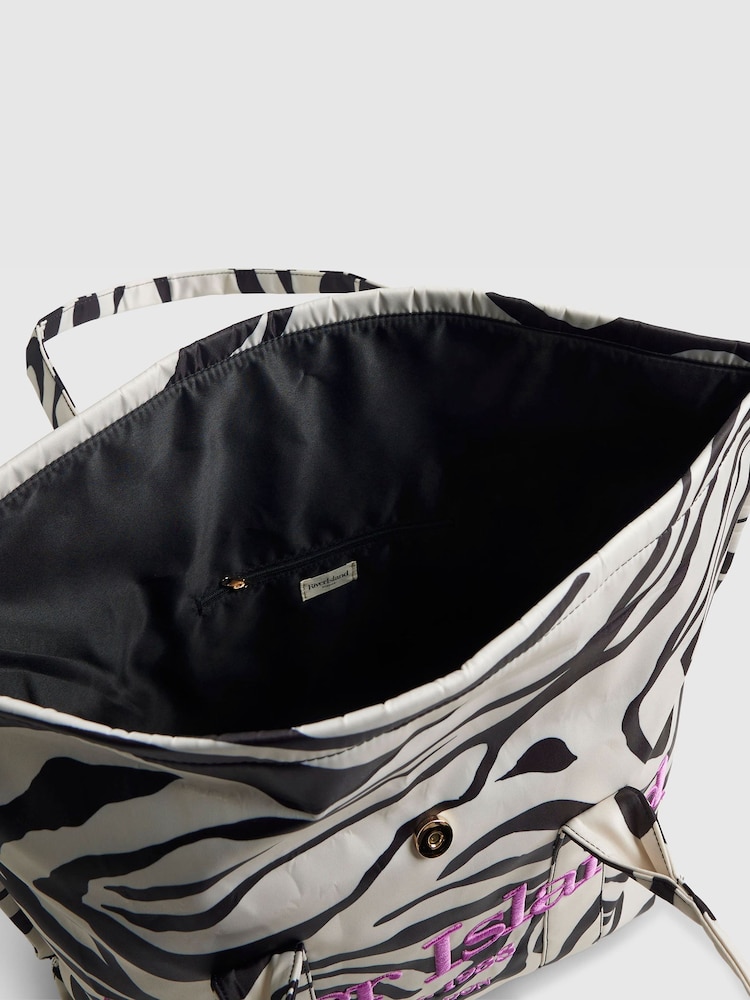River Island Black Zebra Print Roll Top Holdall Bag - Image 5 of 5