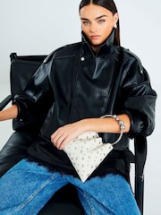 River Island Cream Studded Leather Clutch - Image 6 of 6