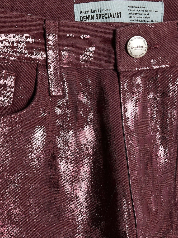 River Island Red Petite Coated Straight Leg Jeans - Image 2 of 2