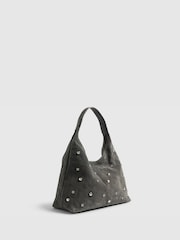 River Island Grey Suede Studded Slouch Bag - Image 3 of 5
