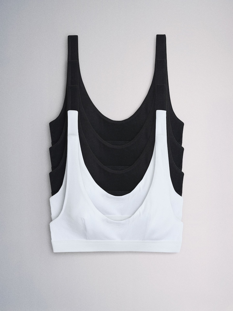 Negro/Blanco - The Set 5 Pack Cotton Crop Bra - Imagen 1 de 8 Negro/Blanco - The Set 5 Pack Cotton Crop Bra - Imagen 1 de 8
