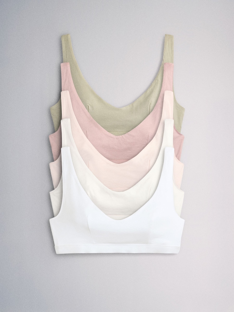 Rosa Pastel/Verde Pastel - The Set 5 Pack Cotton Crop Bra - Imagen 2 de 12 Rosa Pastel/Verde Pastel - The Set 5 Pack Cotton Crop Bra - Imagen 2 de 12