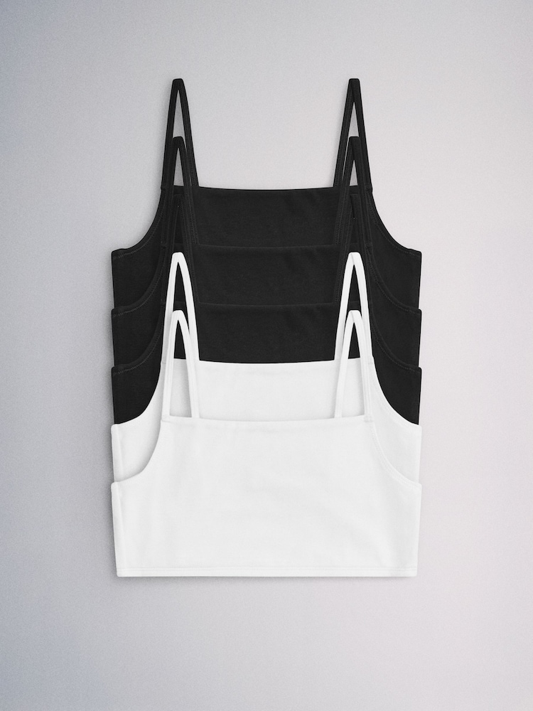 The Set Square Neck 5 Pack Cotton Crop Bra Black/White - Image 1 of 8