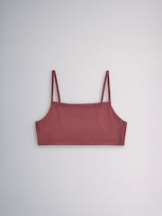 The Set Square Neck 5 Pack Cotton Crop Bra Rust Brown/Blush Pink - Image 2 of 8