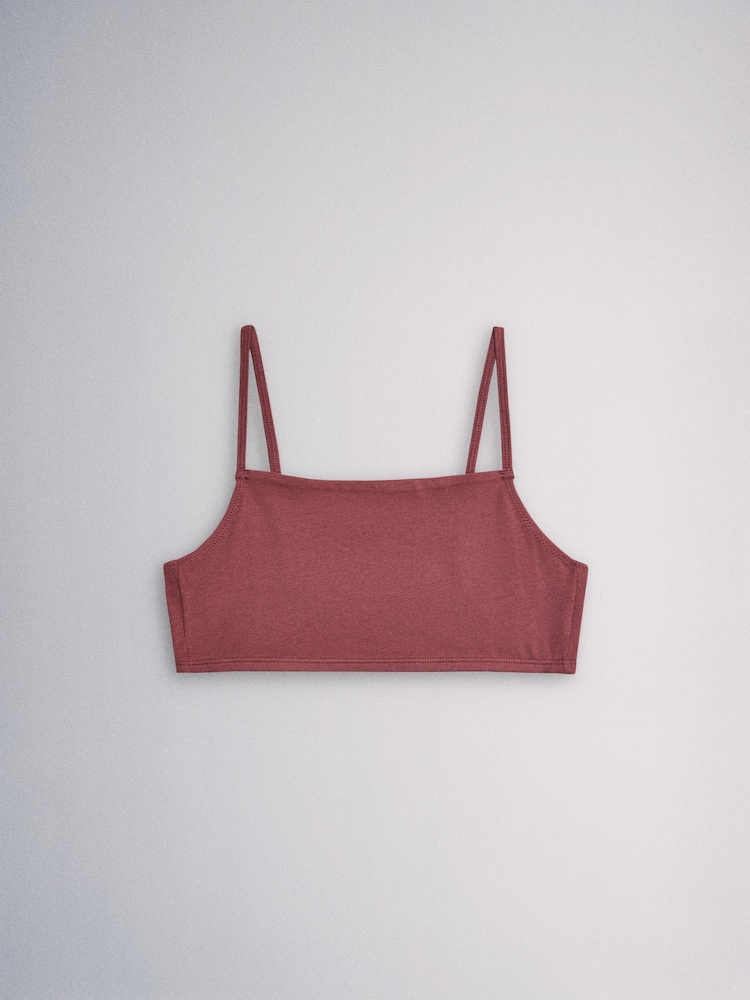 The Set Square Neck 5 Pack Cotton Crop Bra Rust Brown/Blush Pink - Image 2 of 8 The Set Square Neck 5 Pack Cotton Crop Bra Rust Brown/Blush Pink - Image 2 of 8