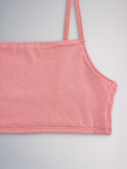 The Set Square Neck 5 Pack Cotton Crop Bra Rust Brown/Blush Pink - Image 7 of 8