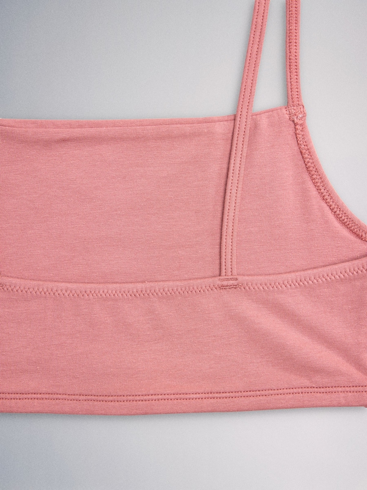 The Set Square Neck 5 Pack Cotton Crop Bra Rust Brown/Blush Pink - Image 8 of 8 The Set Square Neck 5 Pack Cotton Crop Bra Rust Brown/Blush Pink - Image 8 of 8